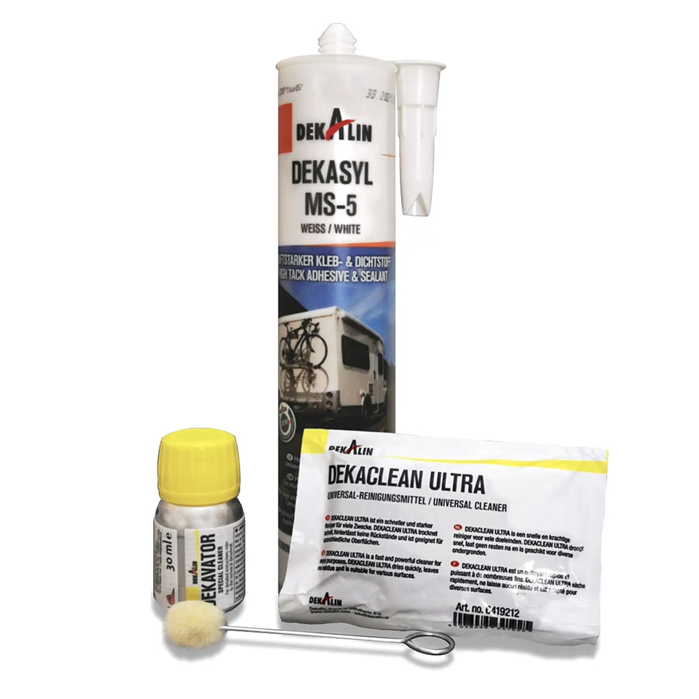 Klebeset Dekalin 6270134 DEKAsyl MS-5 weiß 290ml Kraftkleber / Dekavator / Wollwischer / Reinigungstuch