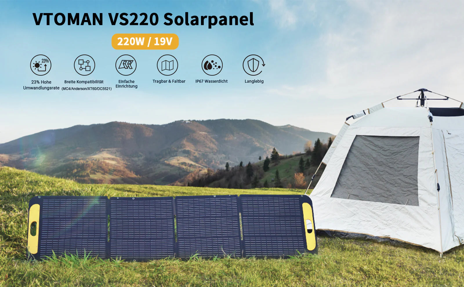 VTOMAN 200W Faltbares tragbares Solarpanel