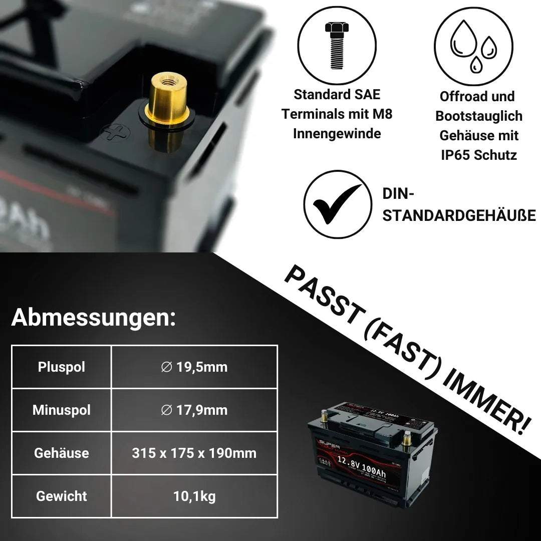 Supervolt Ultra 12,8V 100Ah LiFePO4 Batterie | Hochleistungs & Leichtgewicht