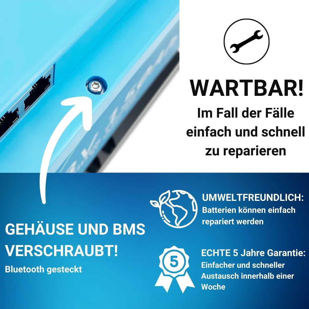 Supervolt SX 105Ah LiFePO4 Batterie mit BMS & Bluetooth 5.0 | Wohnmobil