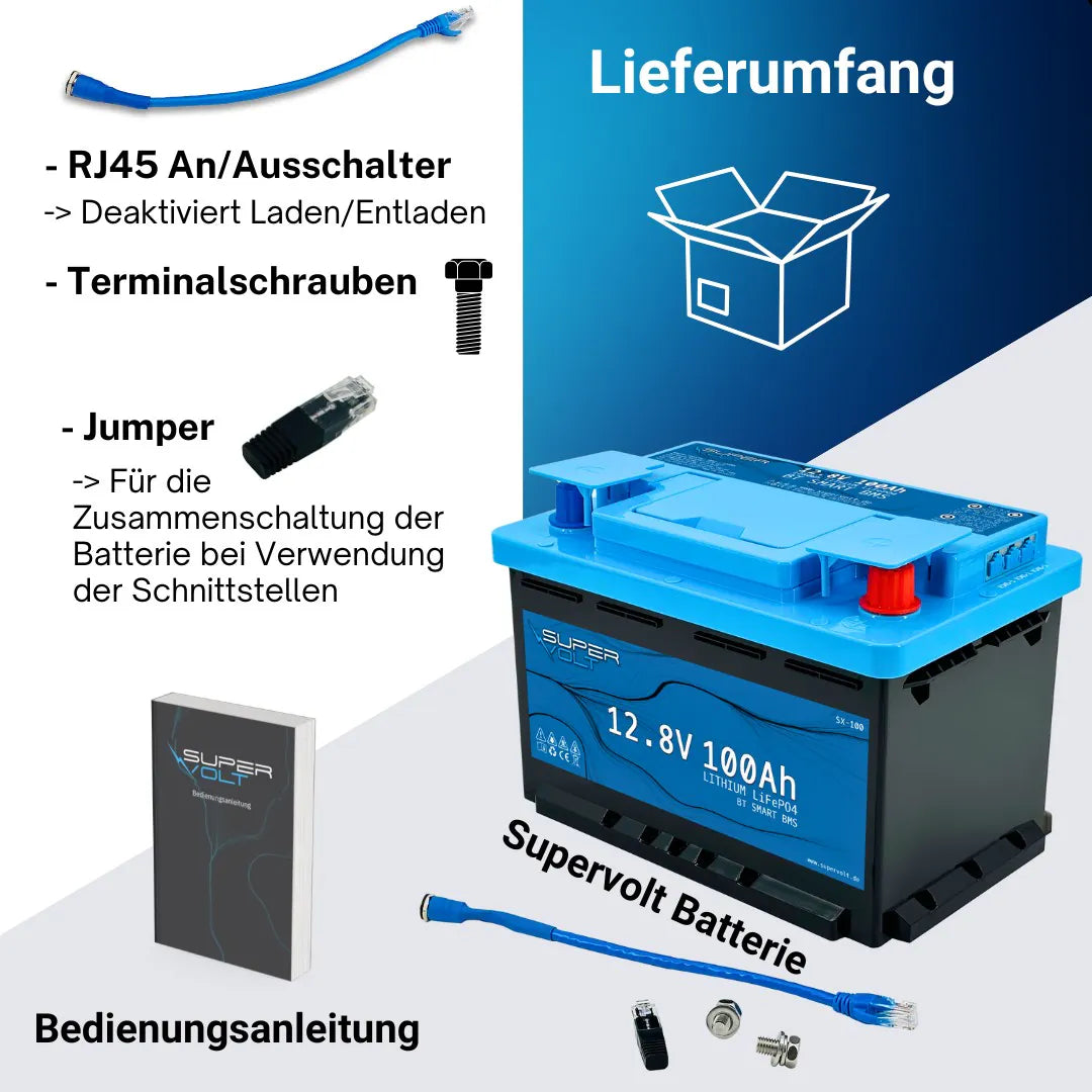 Supervolt SX 105Ah LiFePO4 Batterie mit BMS & Bluetooth 5.0 | Wohnmobil
