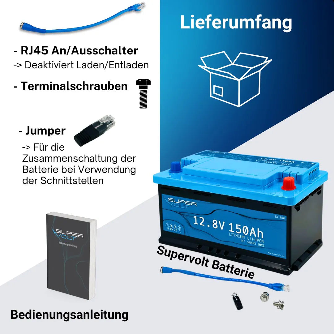 Supervolt SX LiFePO4 Batterie 150ah mit BMS & Bluetooth 5.0 | Wohnmobil