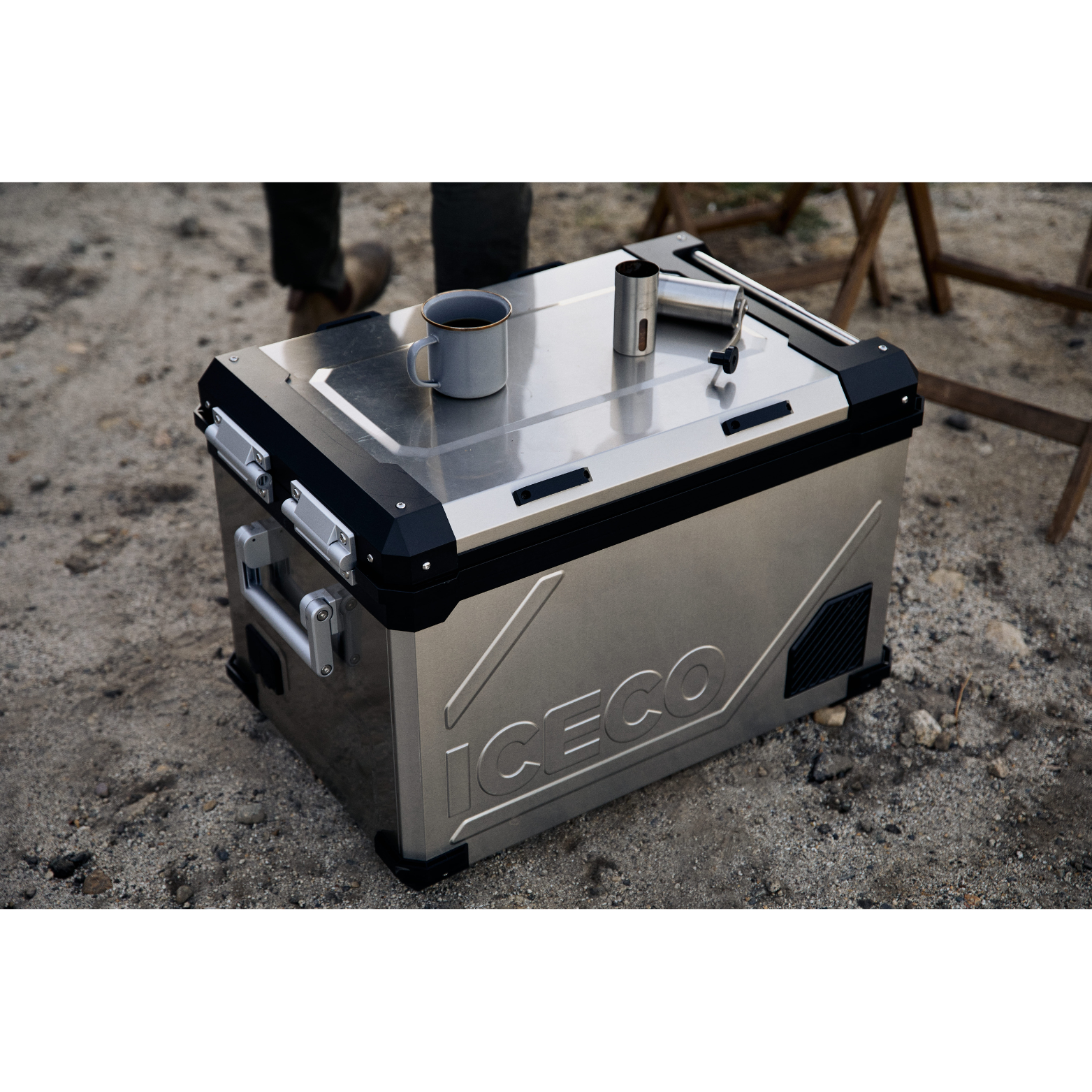 ICECO APL55 Kompressor-Kühlbox, Dual-Zone, Schwarz/Silber