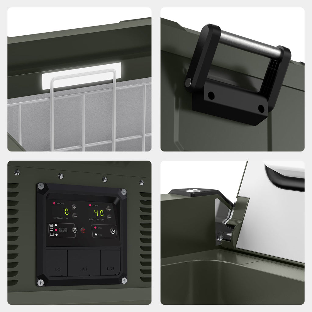 ICECO VL75PROD Kompressor-Kühlbox, Dual-Zone, Olivegrün/Grau