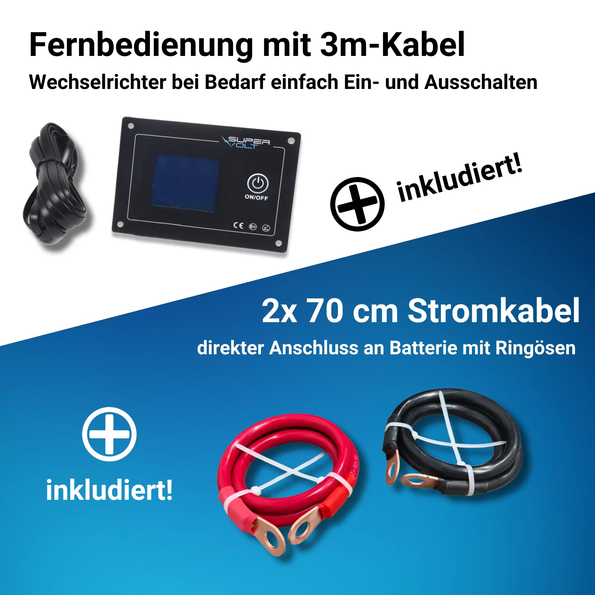 Supervolt 12V 1000W Wechselrichter – Reiner Sinus, Netzvorrang & FI-Schutz