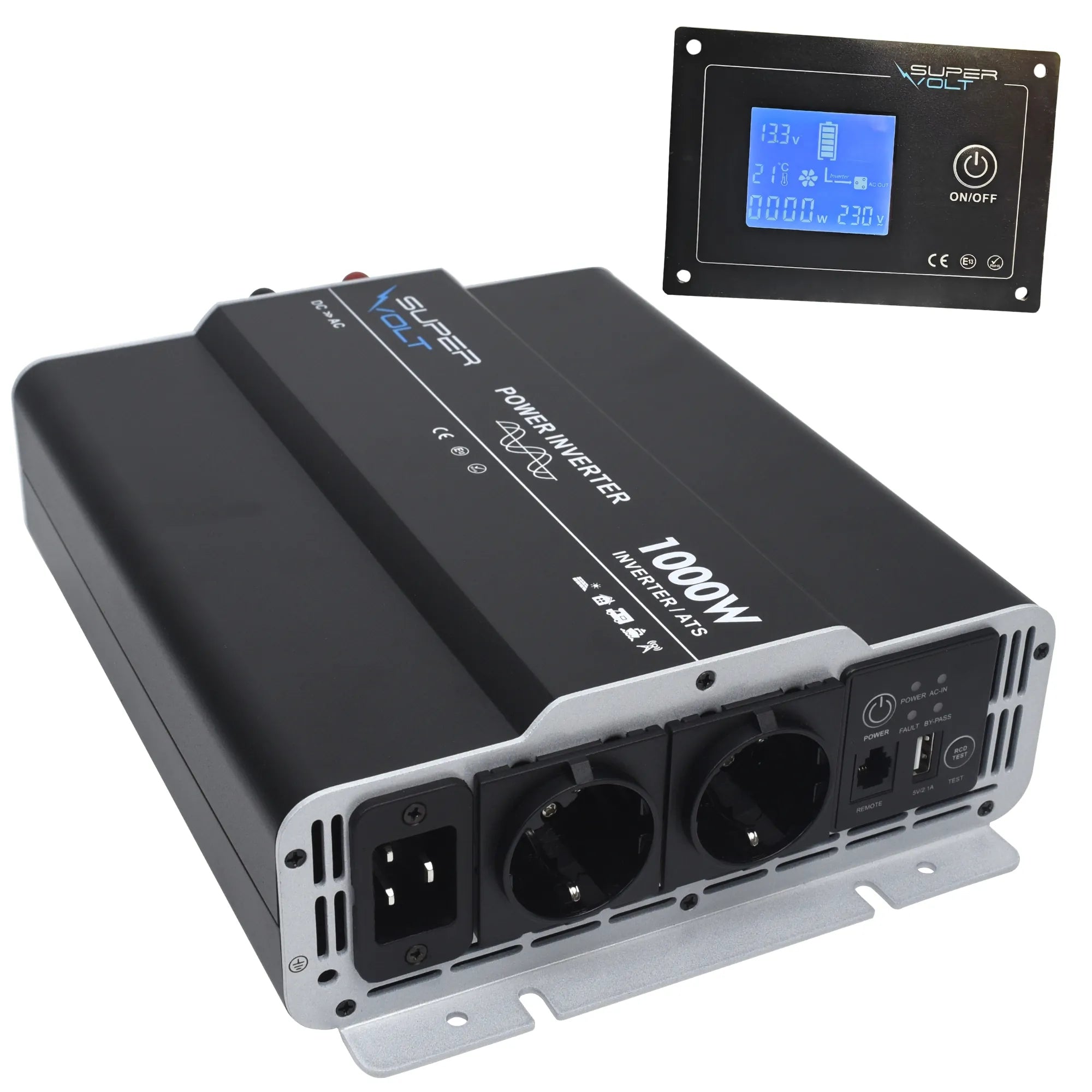 Supervolt 12V 1000W Wechselrichter – Reiner Sinus, Netzvorrang & FI-Schutz