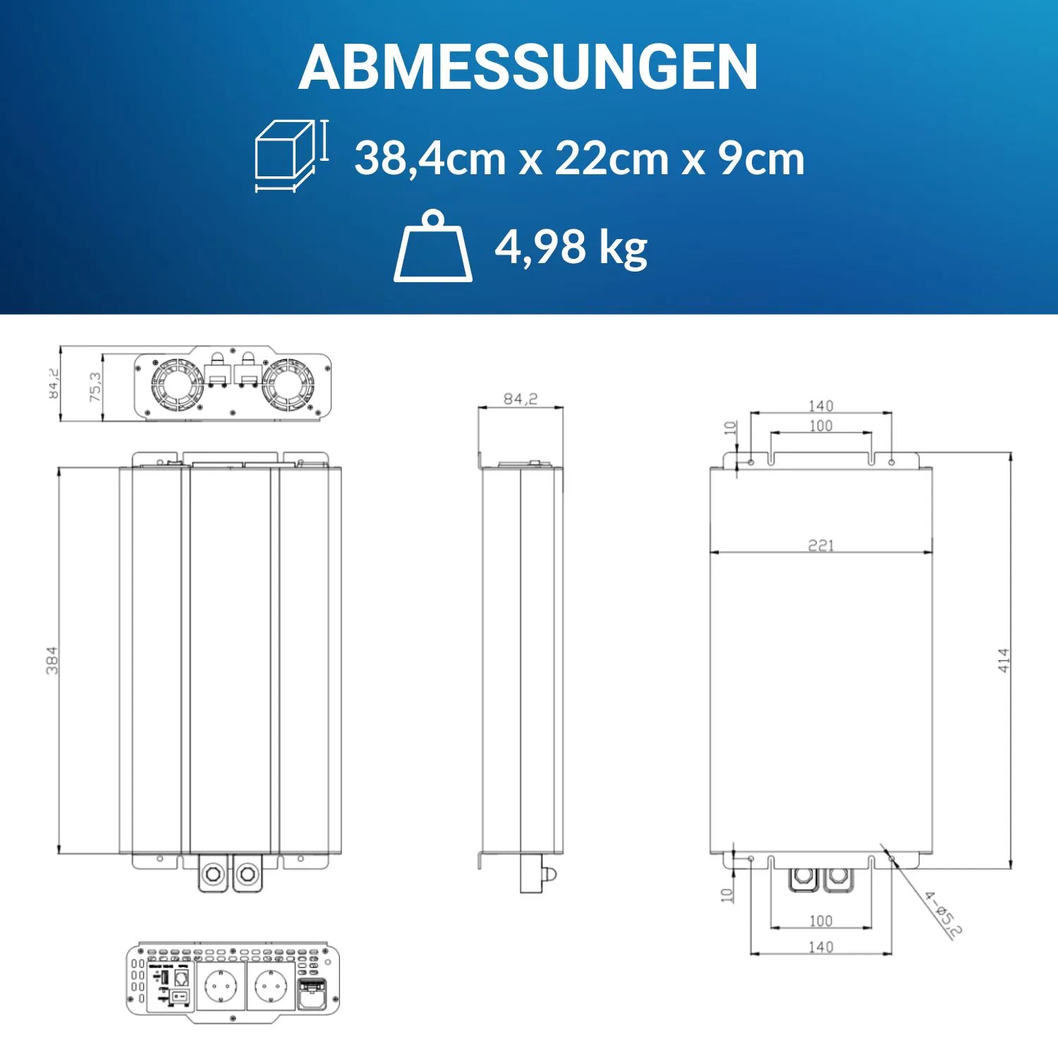 Supervolt 12V 2000W Wechselrichter – Reiner Sinus, Netzvorrang & FI-Schutz