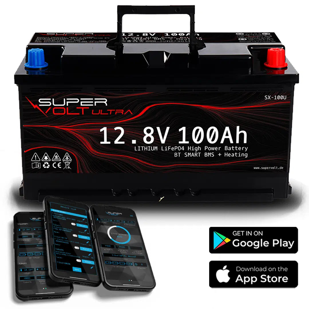 Supervolt Ultra 12,8V 100Ah LiFePO4 Batterie | Hochleistungs & Leichtgewicht