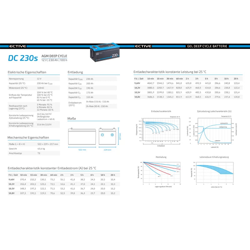 ECTIVE DC 230S AGM Deep Cycle mit LCD-Anzeige 230Ah
