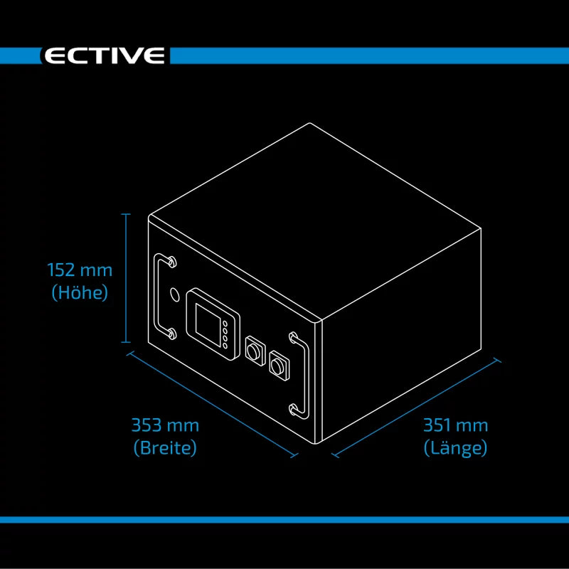 ECTIVE LC 200L LT 12V LiFePO4 Lithium Untersitzbatterie 200Ah