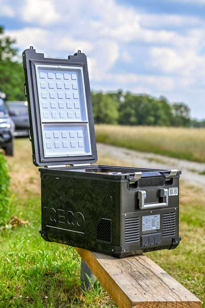 ICECO APL55 Kompressor-Kühlbox, Dual-Zone, Schwarz/Silber