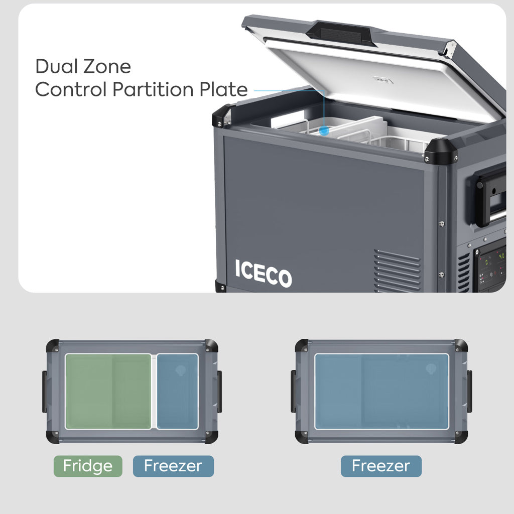 ICECO VL45PROD Kompressor-Kühlbox, Dual-Zone, Grau